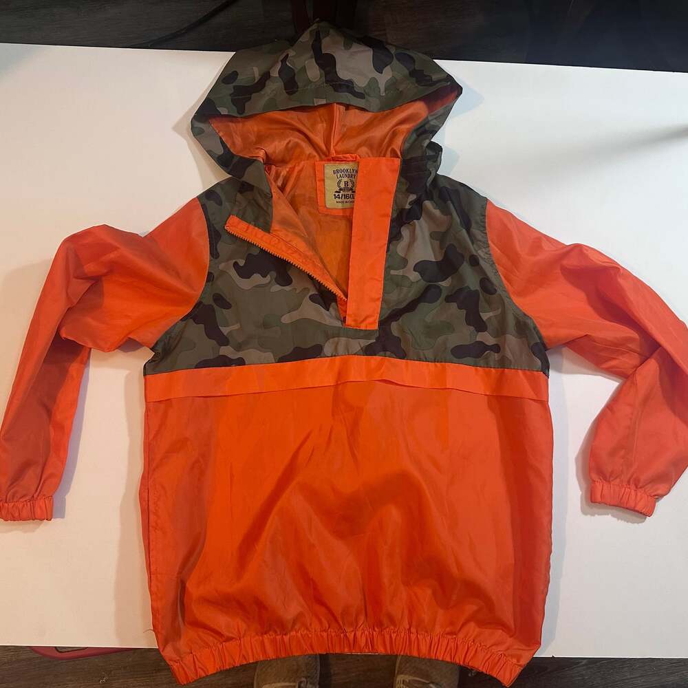 Brooklyn Laundry Bright Orange Camo Hooded Windbreaker Jacket